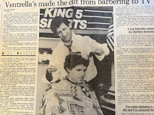 Cutting hair.
